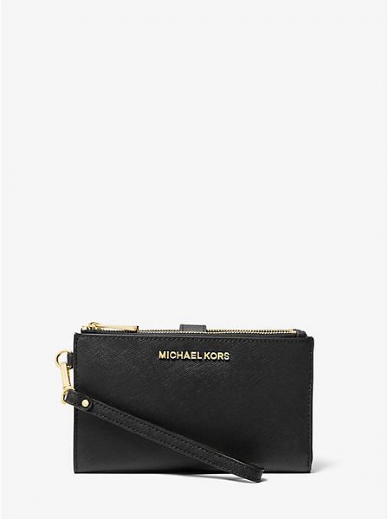 Carteras Michael Kors Jet Set Large Cuero Smartphone Mujer Negras | 41097VKJG