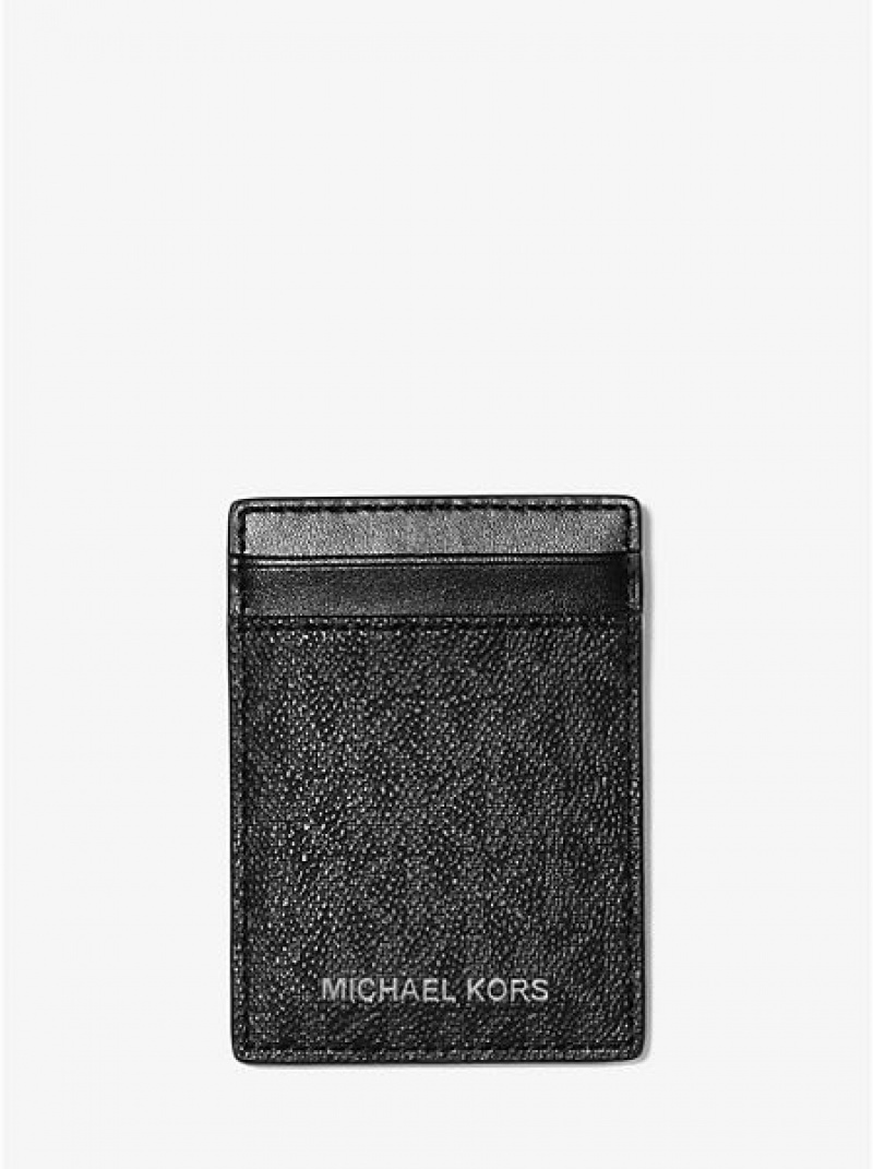 Carteras Michael Kors Logo With Bill Clip Card Case Hombre Negras | 41685MVZF