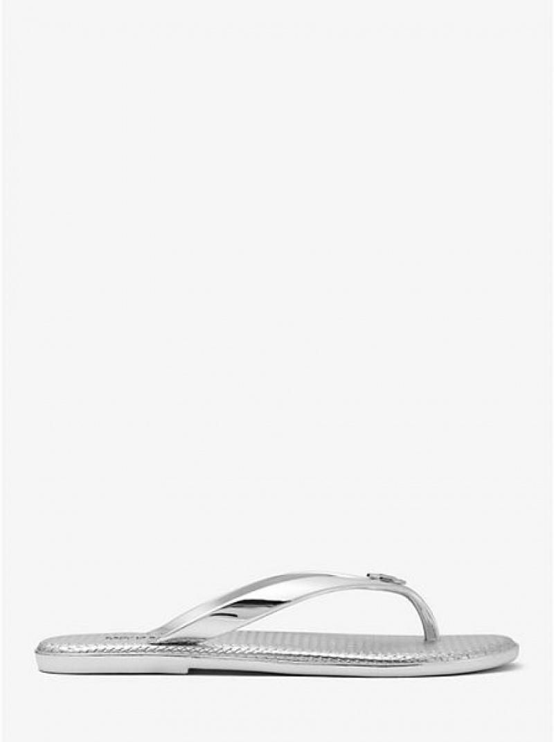 Chancletas Michael Kors Jet Set Metallic Jelly Mujer Plateadas | 04397WEBA