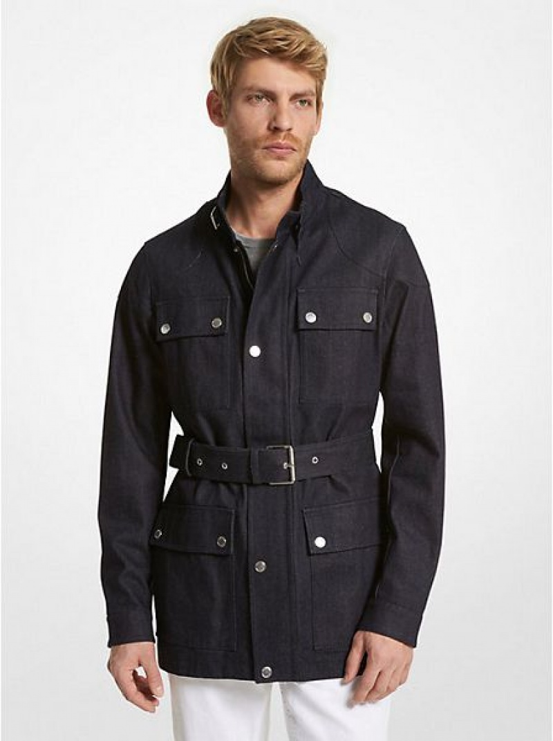 Chaquetas Michael Kors Algodon Belted Field Hombre Indigo | 31765JBPR