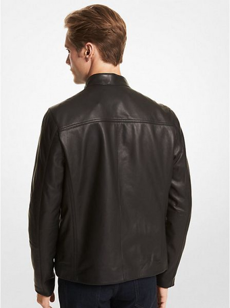 Chaquetas Michael Kors Cuero Racer Hombre Negras | 51904RCTM