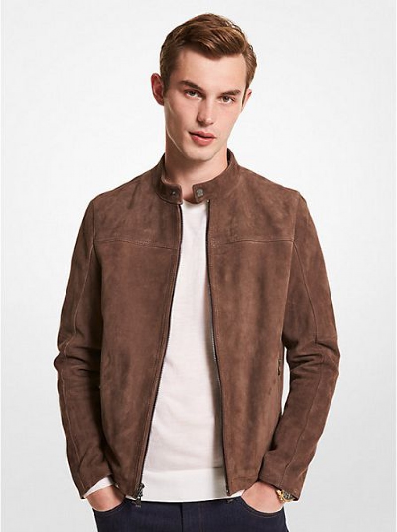 Chaquetas Michael Kors Cuero Racer Hombre Marrones | 13604LTJQ