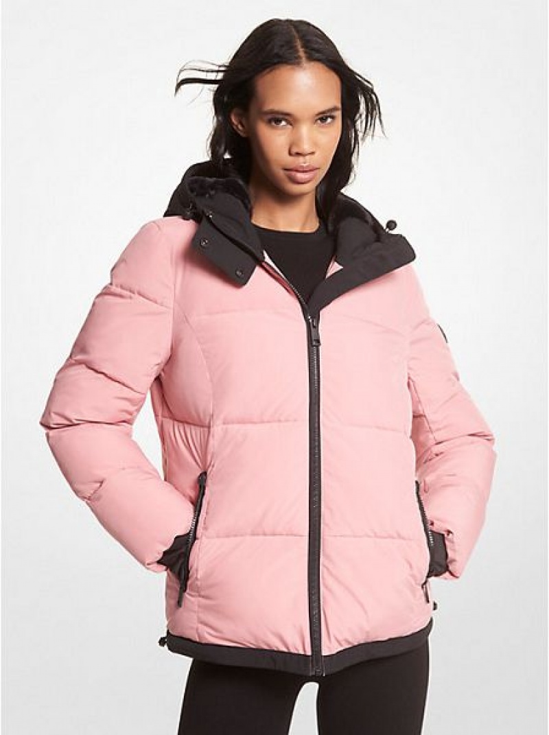 Chaquetas Michael Kors Faux Fur-trim Acolchado Puffer Mujer Azul Real Rosas | 05614EQWI