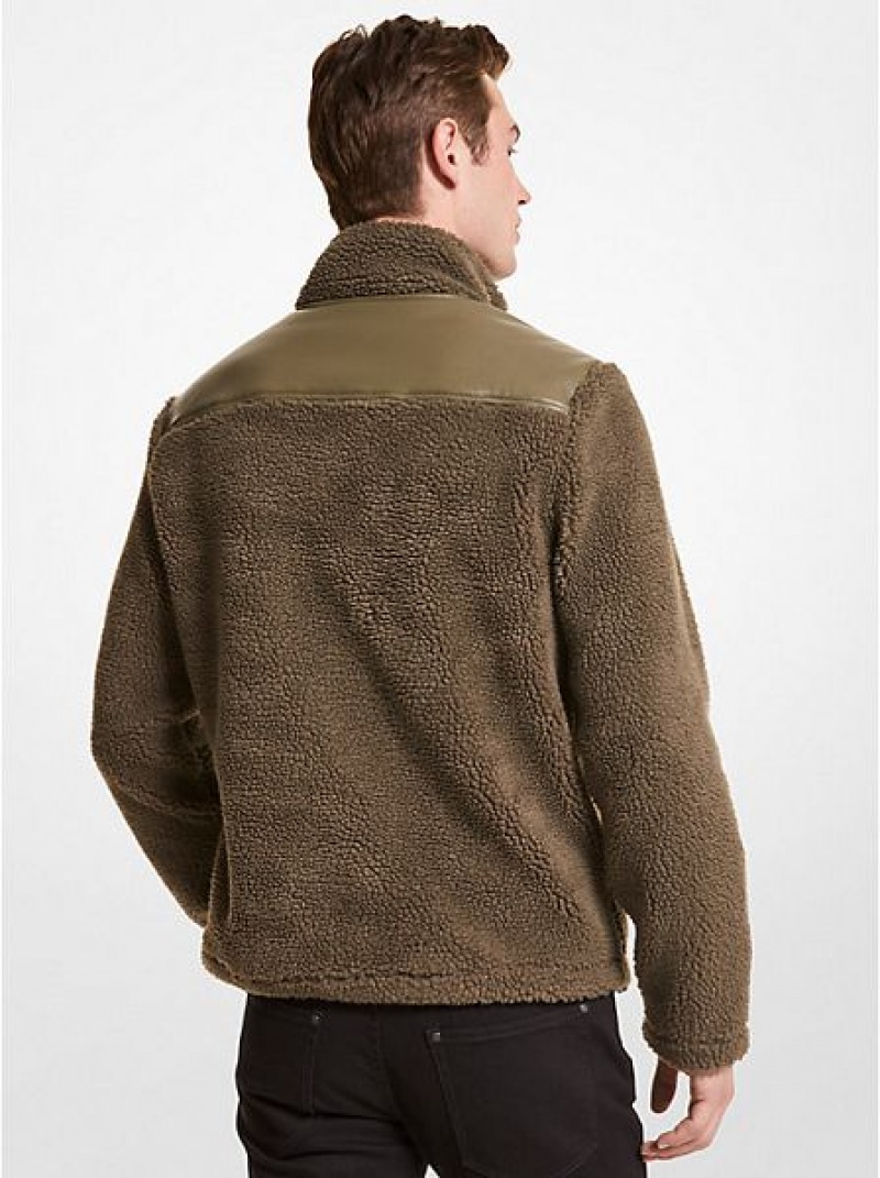 Chaquetas Michael Kors Sherpa Hombre Verde Oliva | 98523RKYV