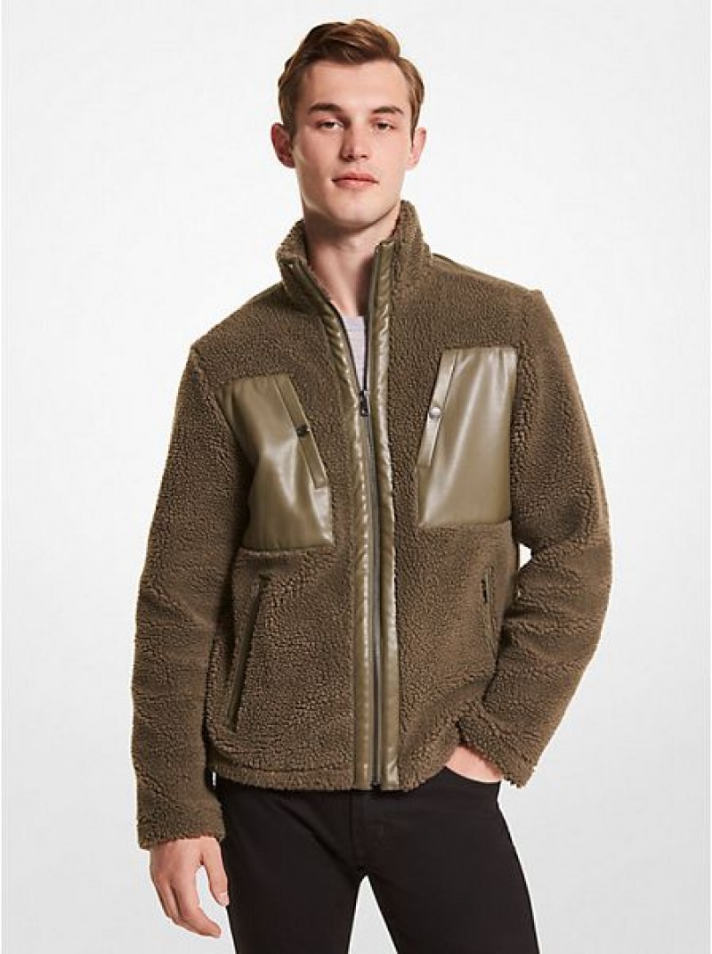 Chaquetas Michael Kors Sherpa Hombre Verde Oliva | 98523RKYV