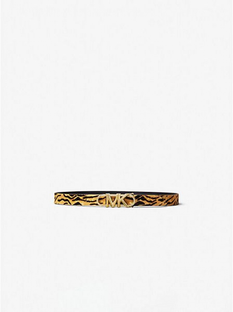 Cinturones Michael Kors Parker Tiger Print Faux Calf Hair Mujer Marrones Multicolor | 08264CQOX