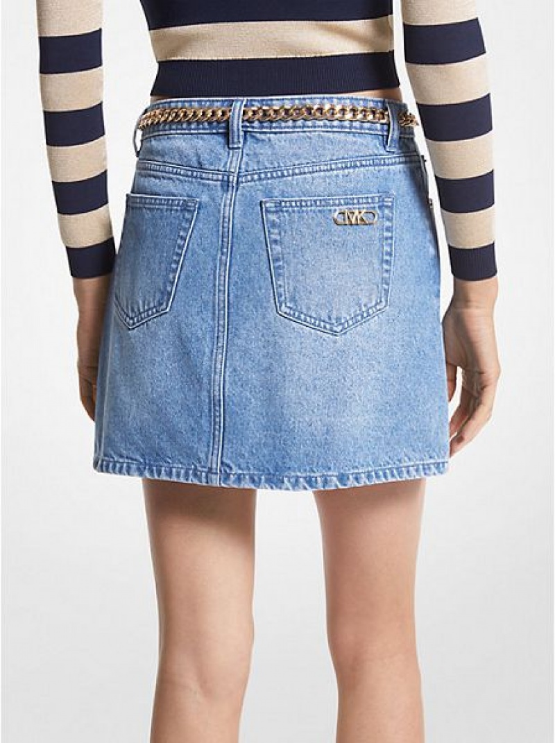 Falda Michael Kors Denim Belted Mini Mujer Azules Azules | 28705JSHV