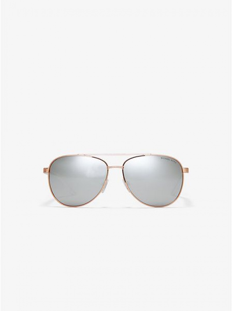 Gafas de Sol Michael Kors Hvar Mujer Plateadas | 40318CLME