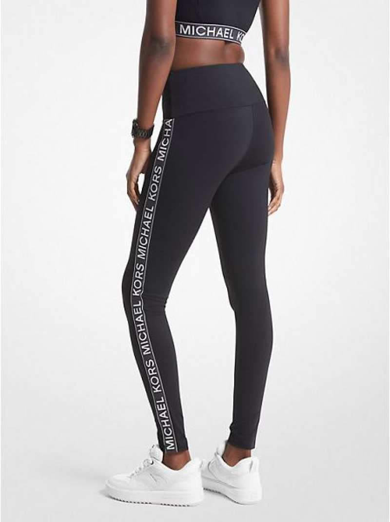 Leggins Michael Kors Stretch Nylon Logo Tape Mujer Negras | 09751PROW