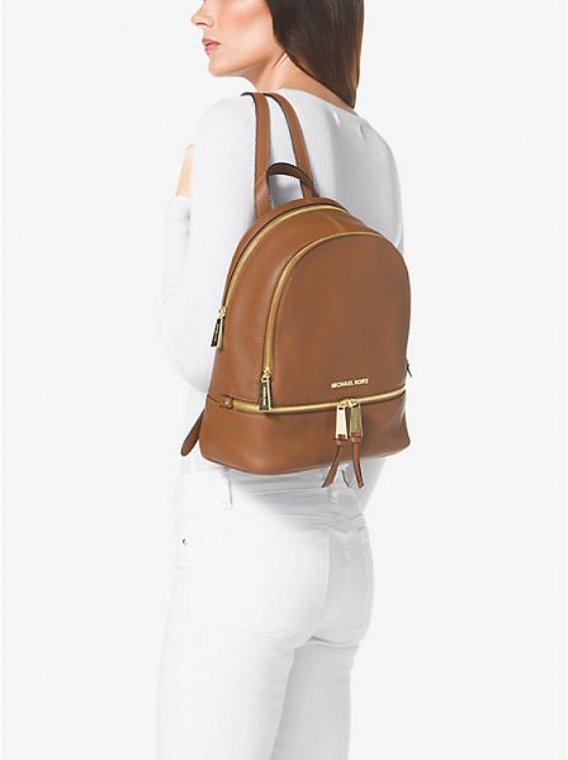 Mochila Michael Kors Rhea Medium Cuero Mujer Marrones | 20764GMWJ