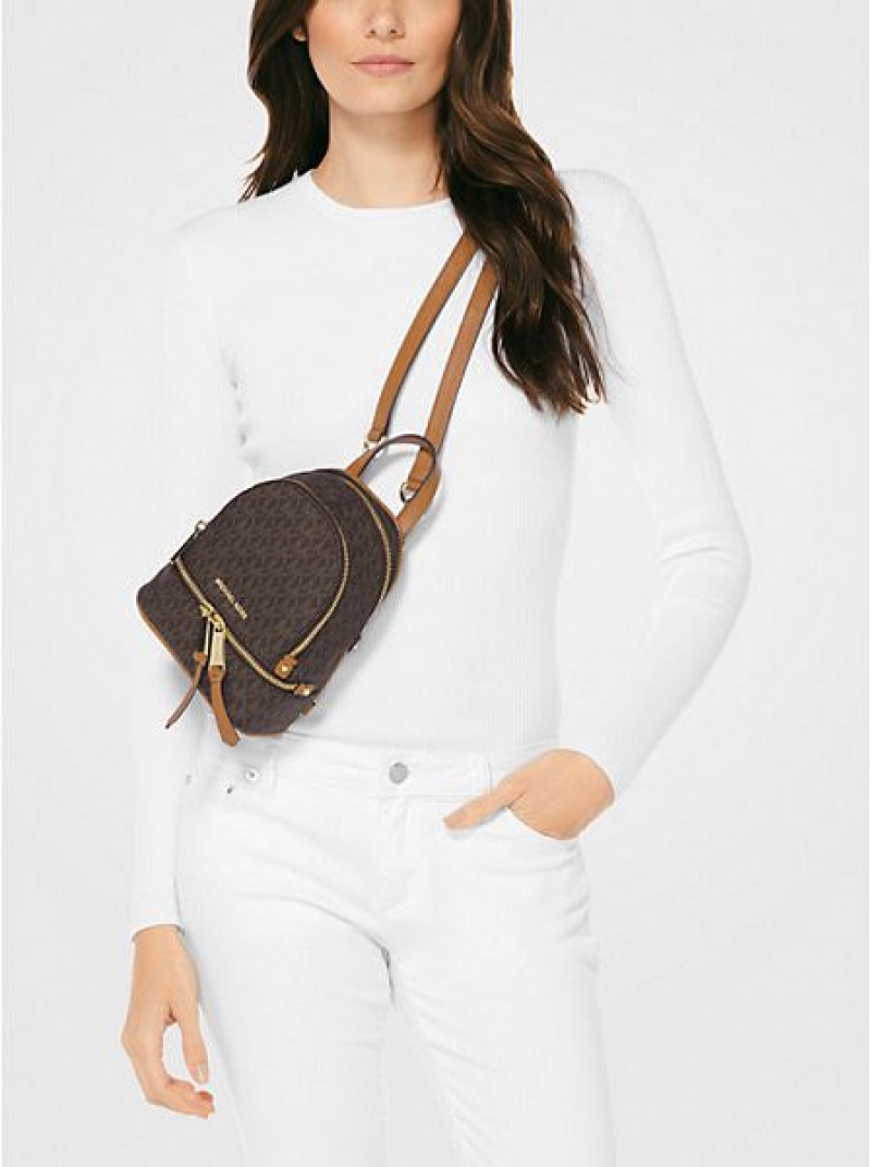 Mochila Michael Kors Rhea Mini Logo Mujer Marrones | 51930YMTS