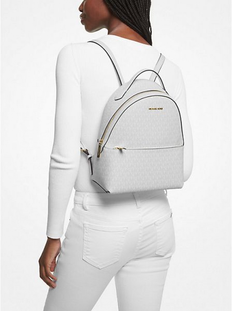 Mochila Michael Kors Sheila Medium Logo Mujer Blancas | 84035KEDP