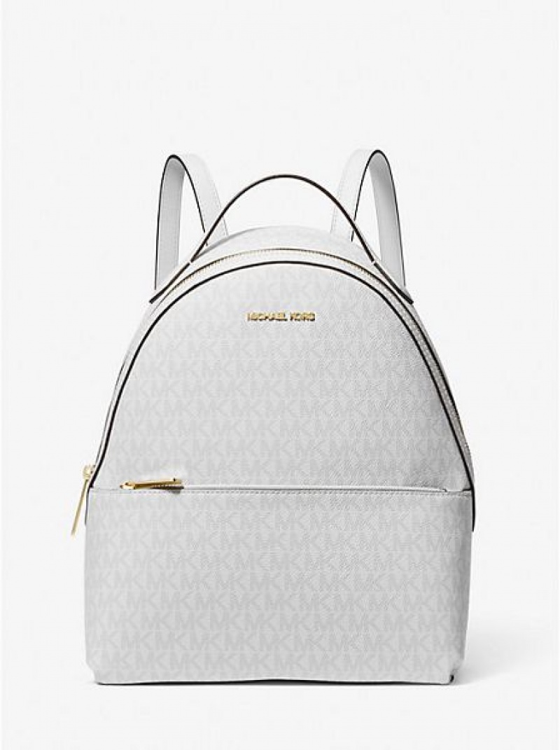 Mochila Michael Kors Sheila Medium Logo Mujer Blancas | 84035KEDP