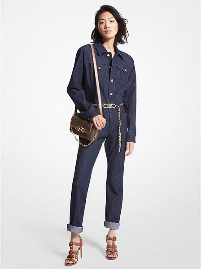 Mono Michael Kors Belted Denim Mujer Azul Marino | 71649WMDP