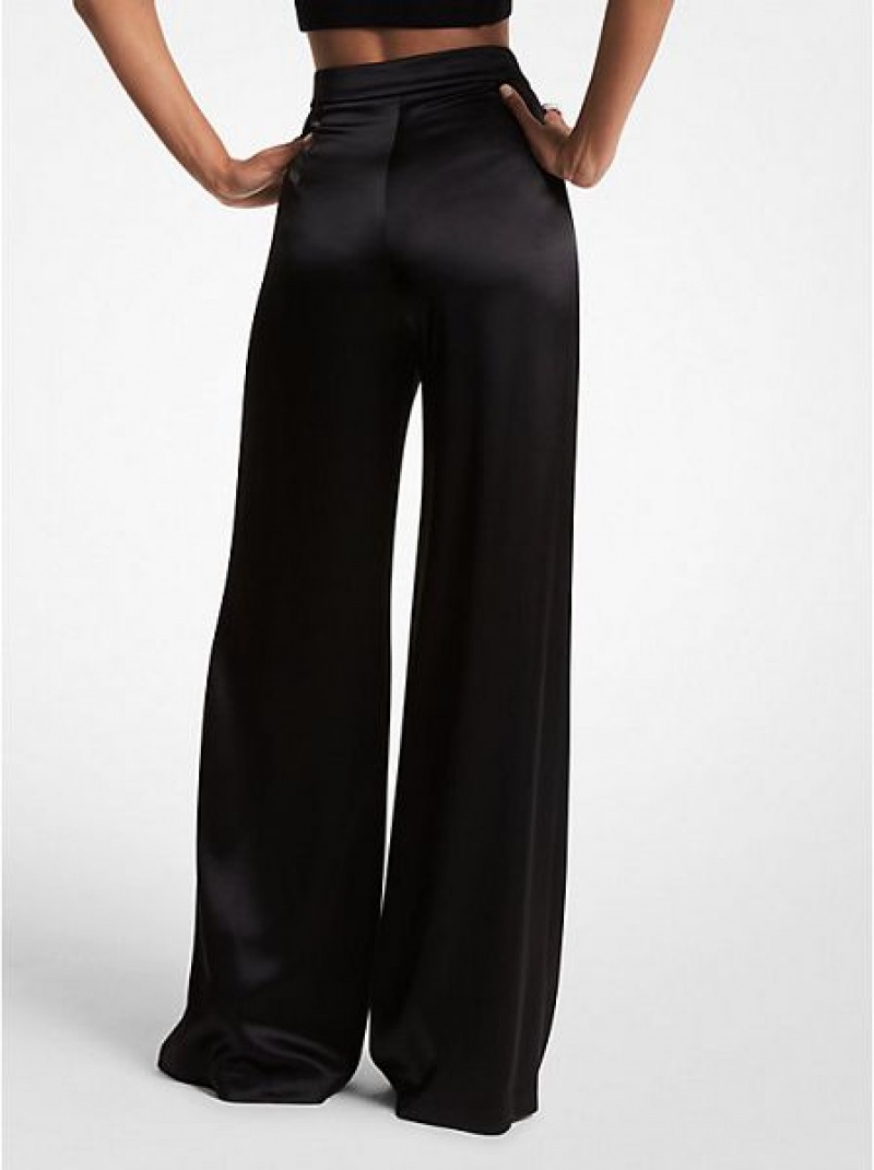 Pantalones Michael Kors Satin Anchos-leg Mujer Negras | 16258QEZJ