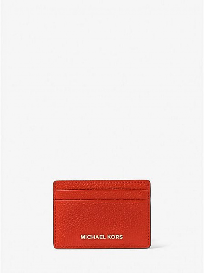 Porta Tarjetas Michael Kors Pebbled Cuero Mujer Naranjas | 56794JECA