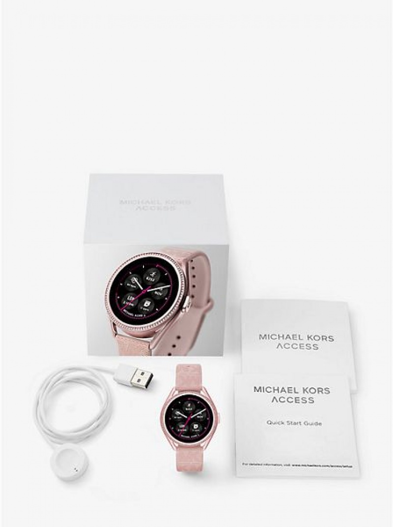 Relojes Michael Kors Access Gen 5e Mkgo And Logo Rubber Smart Hombre Rosas | 67841AOJR