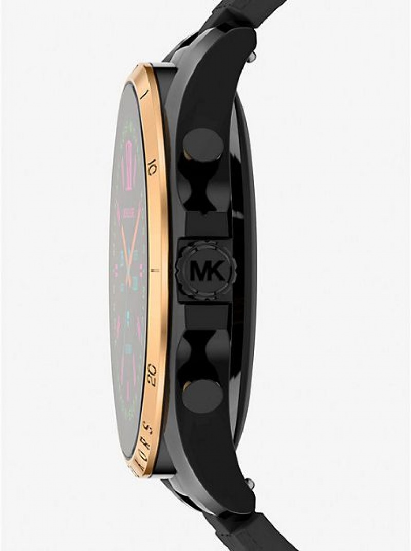 Relojes Michael Kors Gen 6 Bradshaw And Logo Silicona Smart Mujer Negras Doradas | 64130SAKW