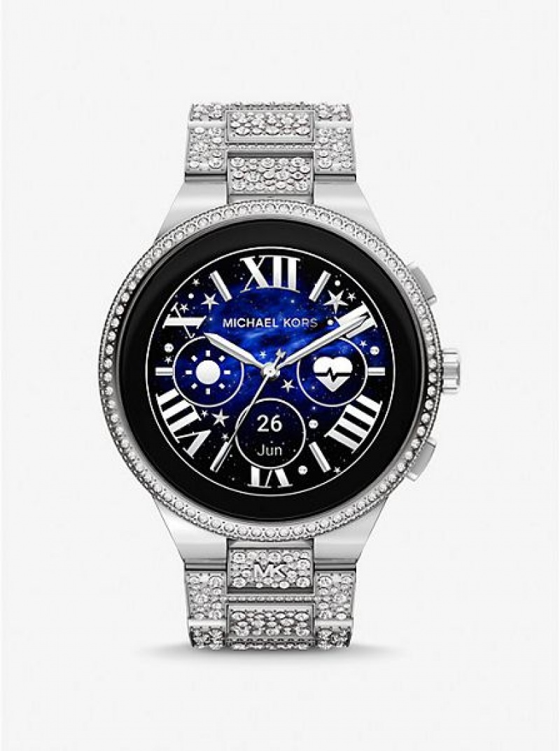 Relojes Michael Kors Gen 6 Camille Pave Smart Hombre Plateadas | 94381BKDJ