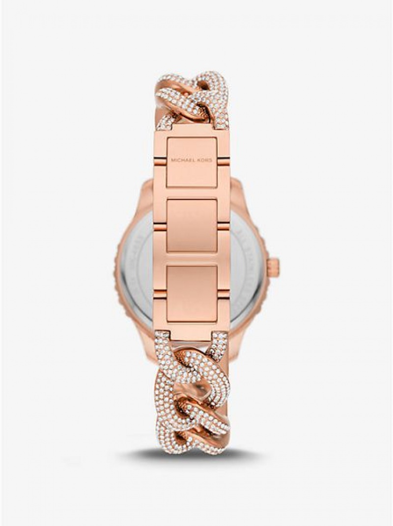 Relojes Michael Kors Layton Pave Curb-link Mujer Rosas Doradas | 48609ZUWR