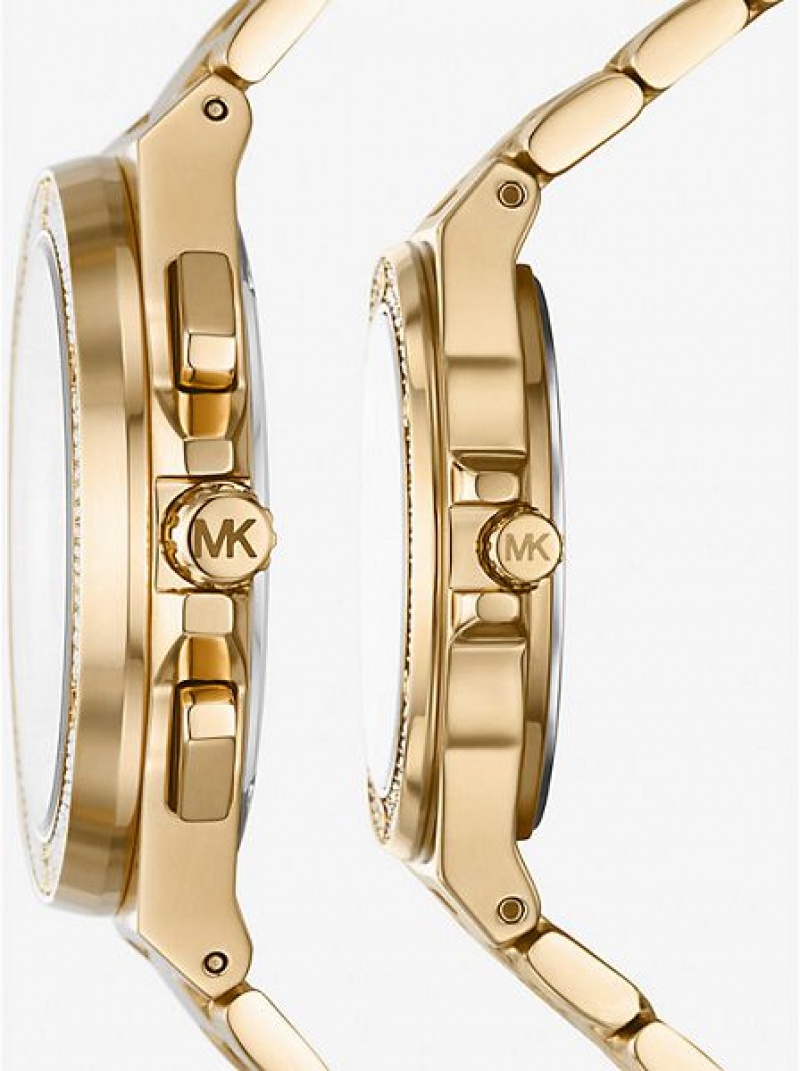 Relojes Michael Kors Lennox His And Hers Pave Mujer Doradas | 80431QVEN