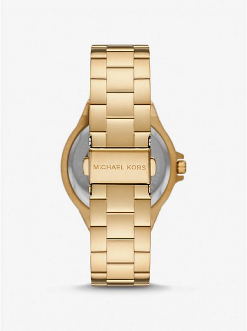 Relojes Michael Kors Lennox Pave Logo Mujer Doradas | 25970QCKM