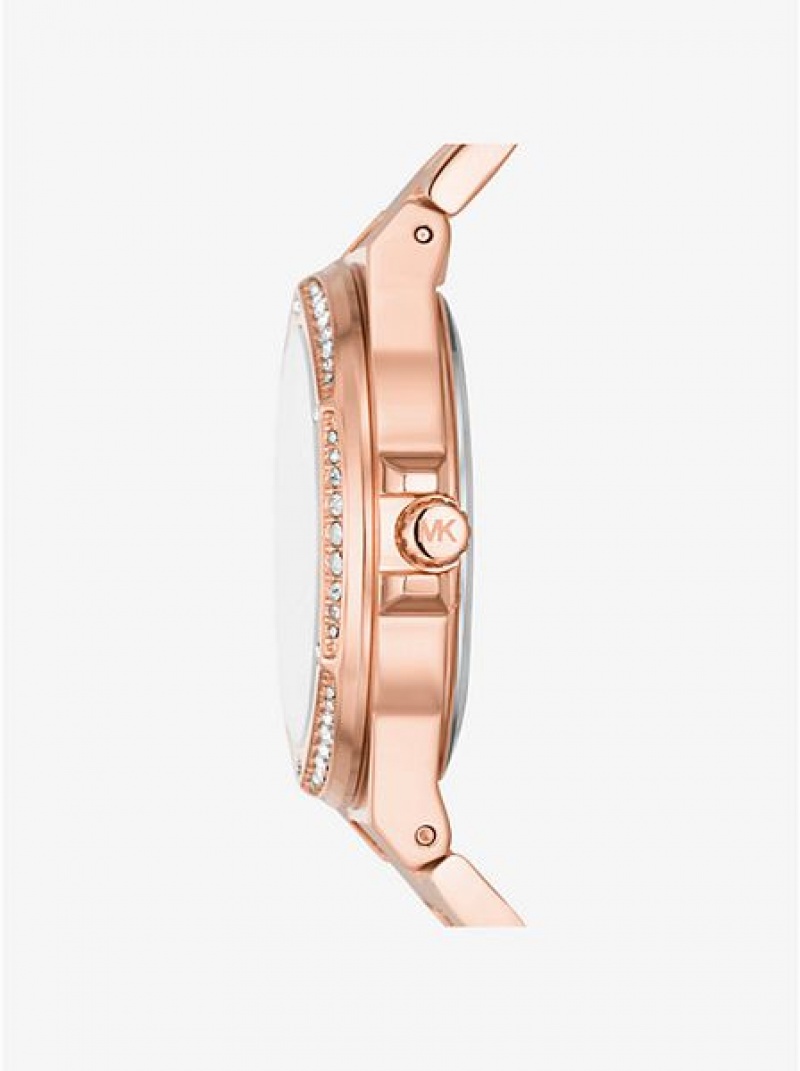 Relojes Michael Kors Lennox Pave Logo Mujer Rosas Doradas | 58621MCUI