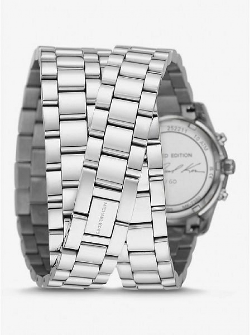 Relojes Michael Kors Limited-edition Runway Rhodium-plated Stainless Steel Wrap Mujer Plateadas | 03756HMFS