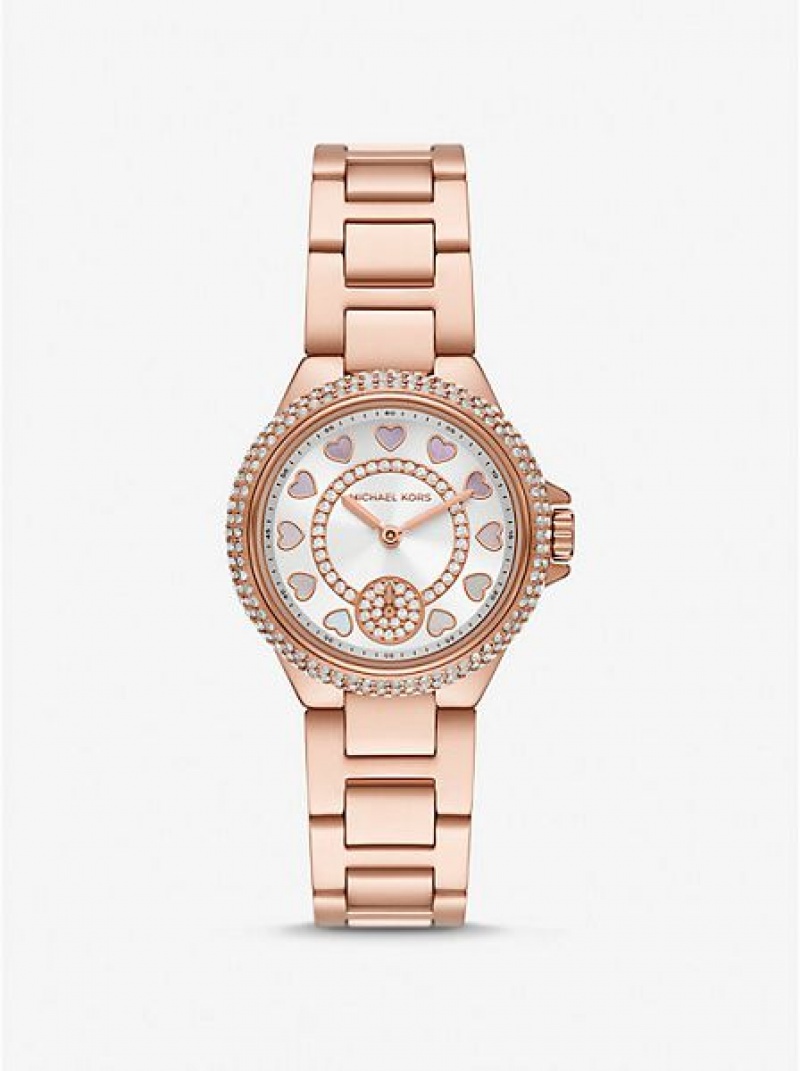 Relojes Michael Kors Mini Camille Pave Mujer Rosas Doradas | 73596VOAD