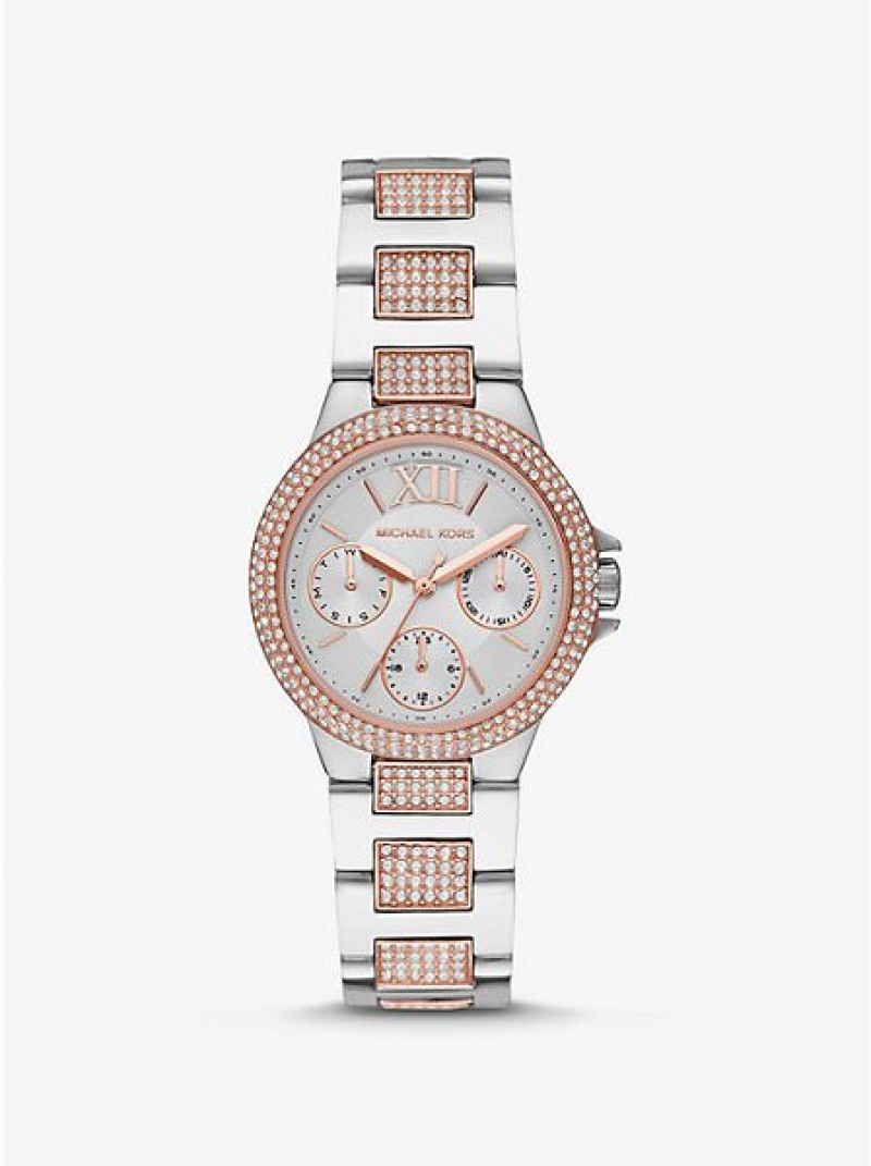 Relojes Michael Kors Mini Camille Pave Mujer Plateadas Rosas | 51794AQVP