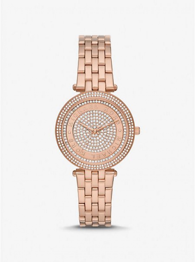 Relojes Michael Kors Mini Darci Pave Mujer Rosas Doradas | 19752FNKV