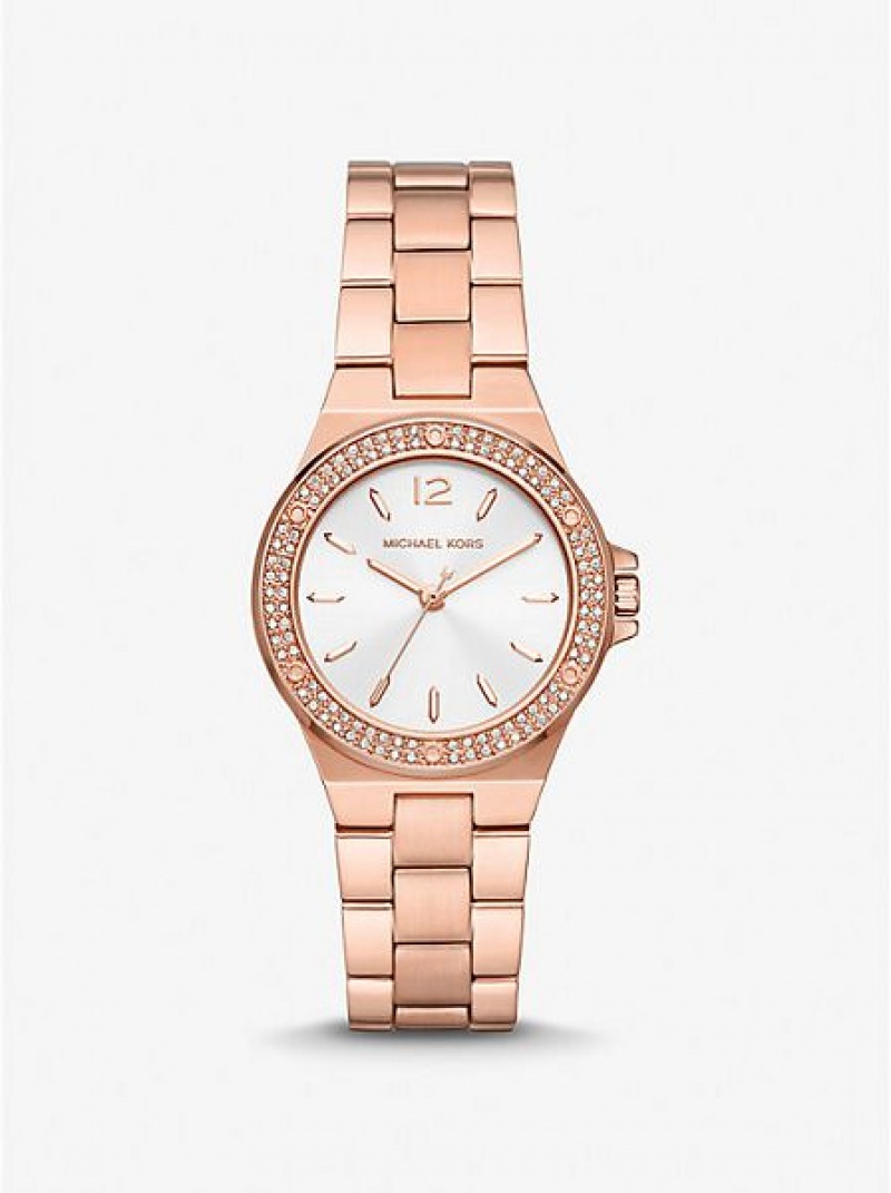 Relojes Michael Kors Mini Lennox Pave Mujer Rosas Doradas | 30564LMJG