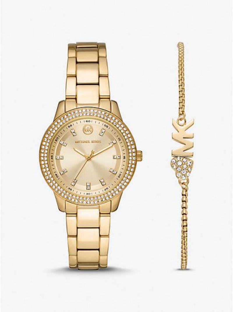 Relojes Michael Kors Mini Tibby Pave Mujer Doradas | 49720ILXJ