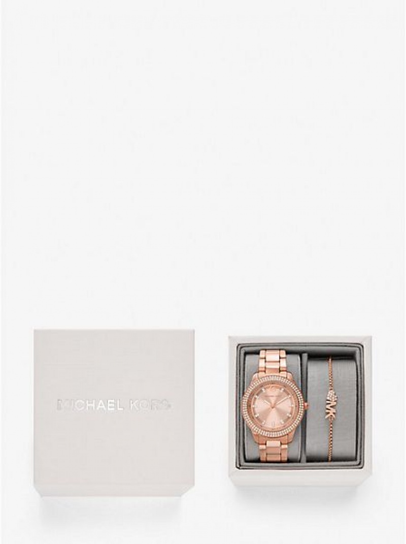 Relojes Michael Kors Mini Tibby Pave Mujer Rosas Doradas | 31704TWXH