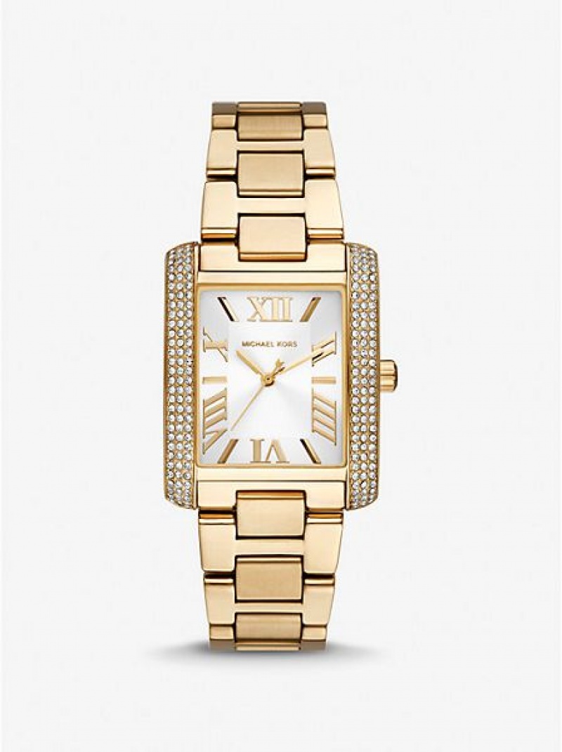 Relojes Michael Kors Oversized Emery Pave Mujer Doradas | 01672ACLS