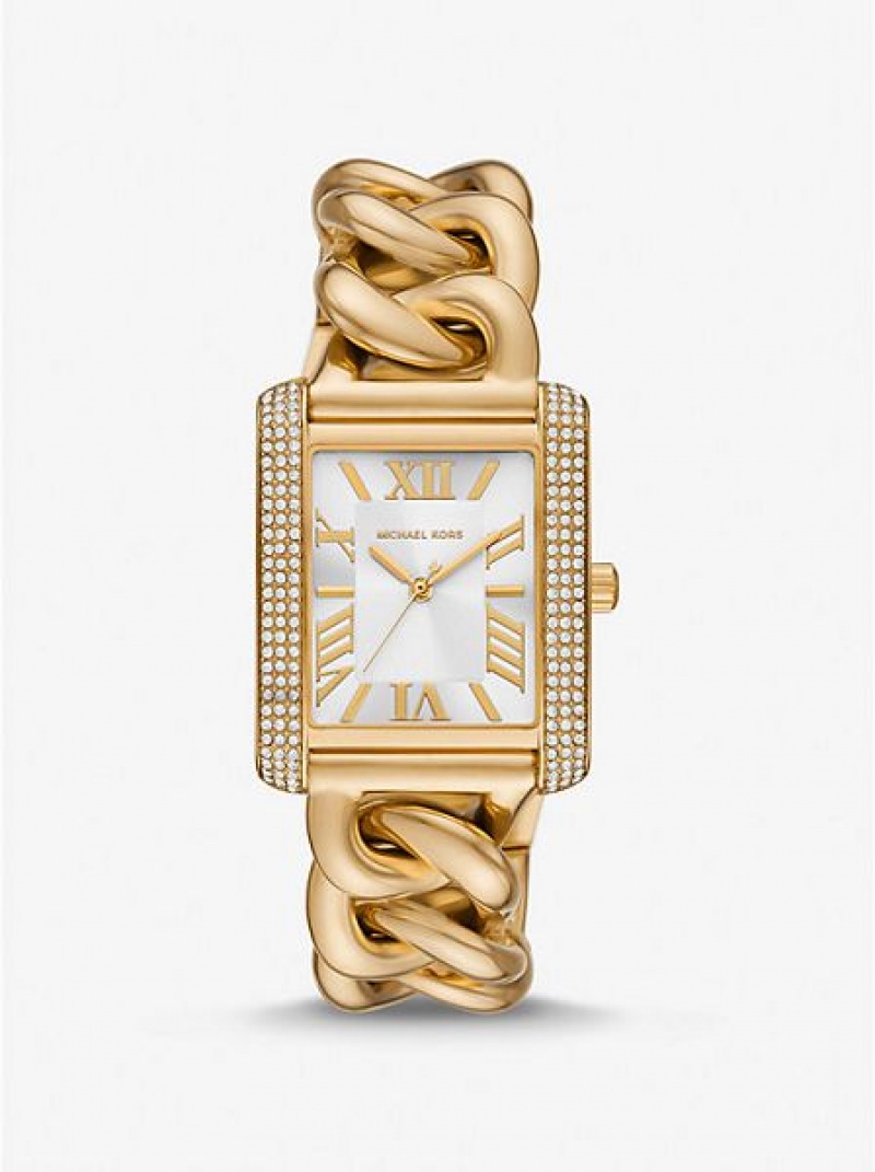 Relojes Michael Kors Oversized Emery Pave Curb Link Mujer Doradas | 45861DJLA