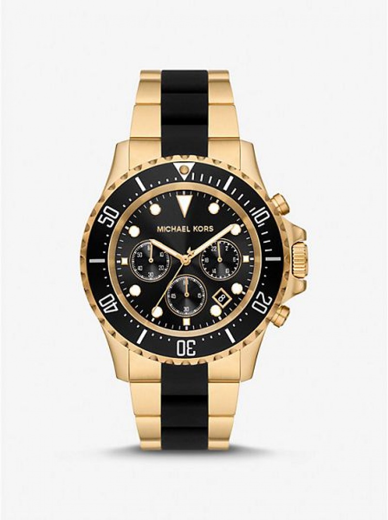 Relojes Michael Kors Oversized Everest And Silicona Hombre Doradas | 26537GEAS