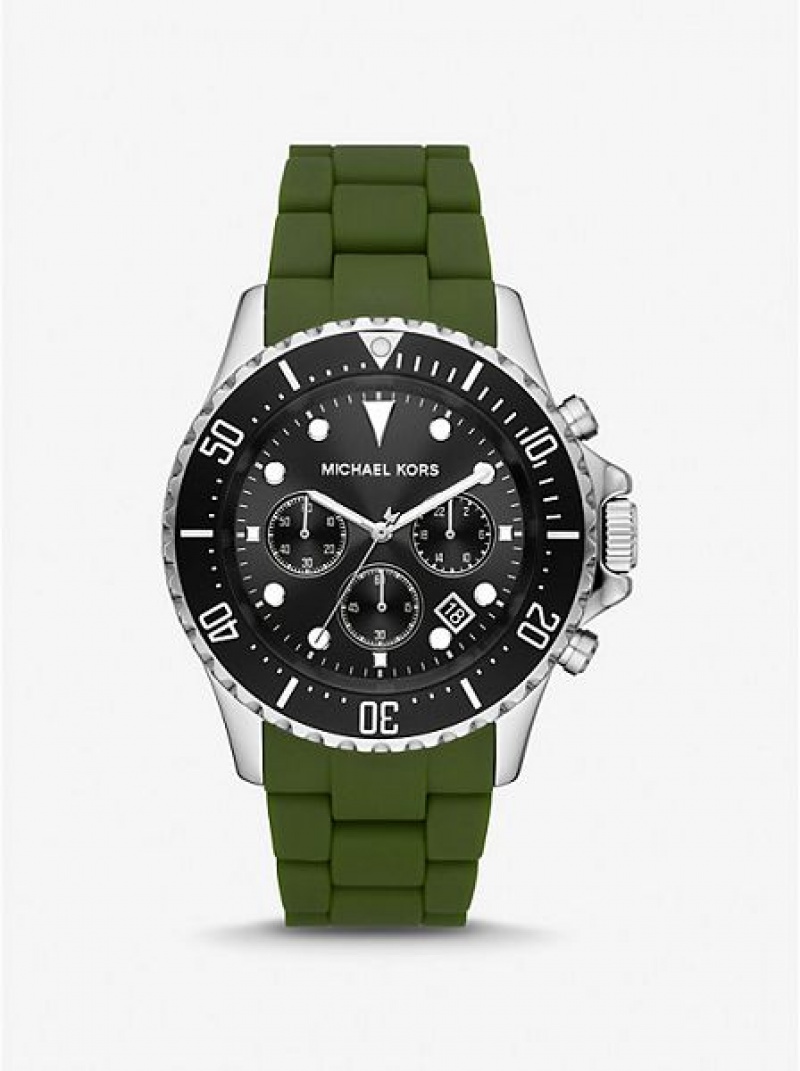 Relojes Michael Kors Oversized Everest And Silicona Hombre Plateadas | 03124JOFY