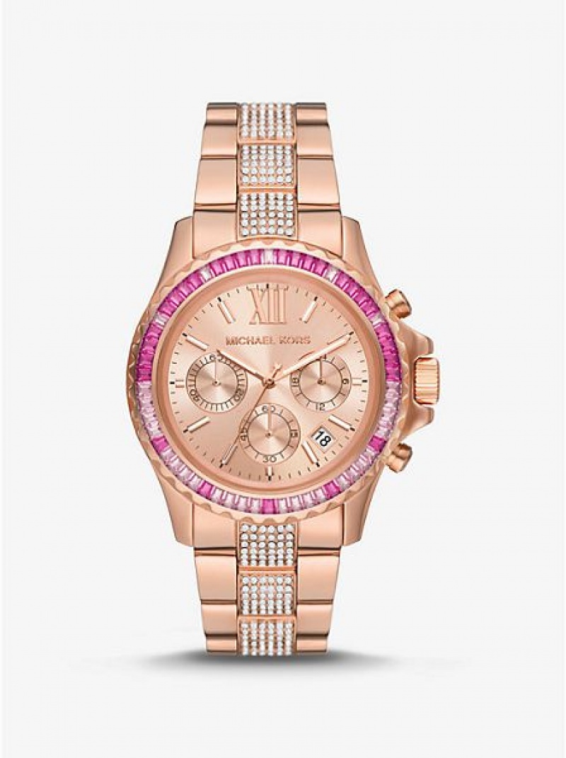 Relojes Michael Kors Oversized Everest Pave Mujer Rosas Doradas | 38164YUEN