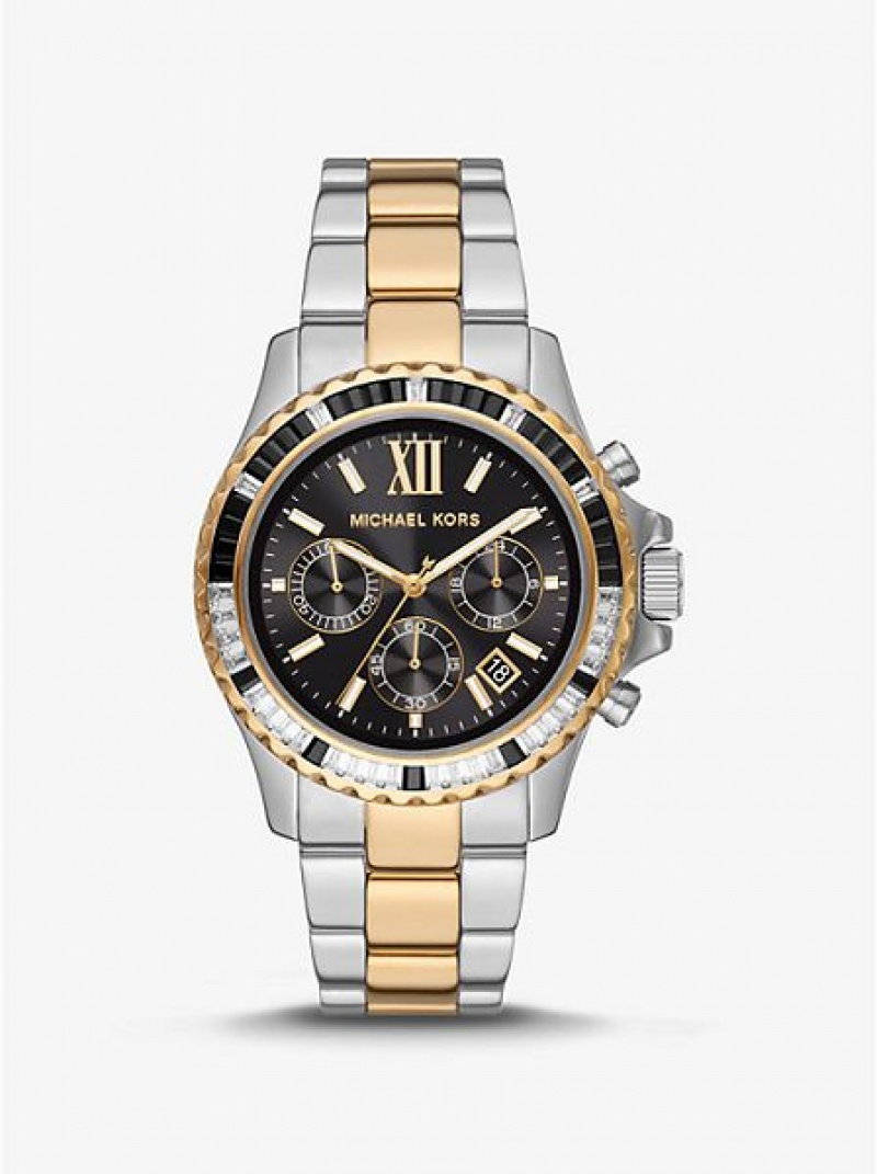 Relojes Michael Kors Oversized Everest Pave Mujer Plateadas Doradas | 26817LFVQ