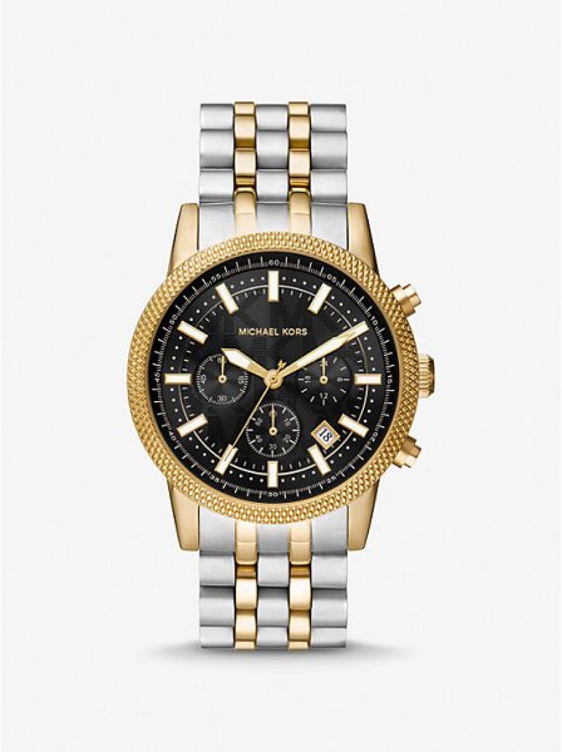 Relojes Michael Kors Oversized Hutton Hombre Plateadas Doradas | 71296XDQB