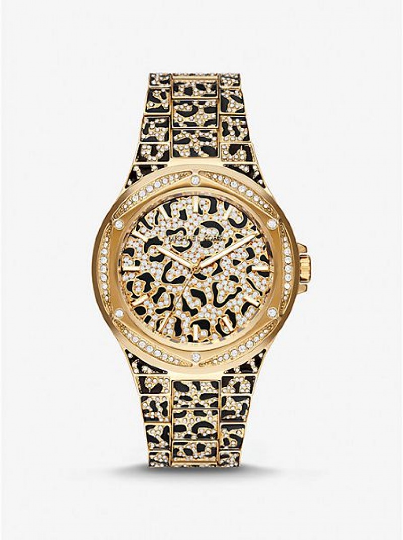 Relojes Michael Kors Oversized Lennox Animal Pave Mujer Doradas | 28063FZVM