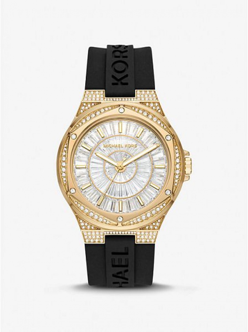 Relojes Michael Kors Oversized Lennox Pave And Silicona Mujer Doradas | 45671JIDM