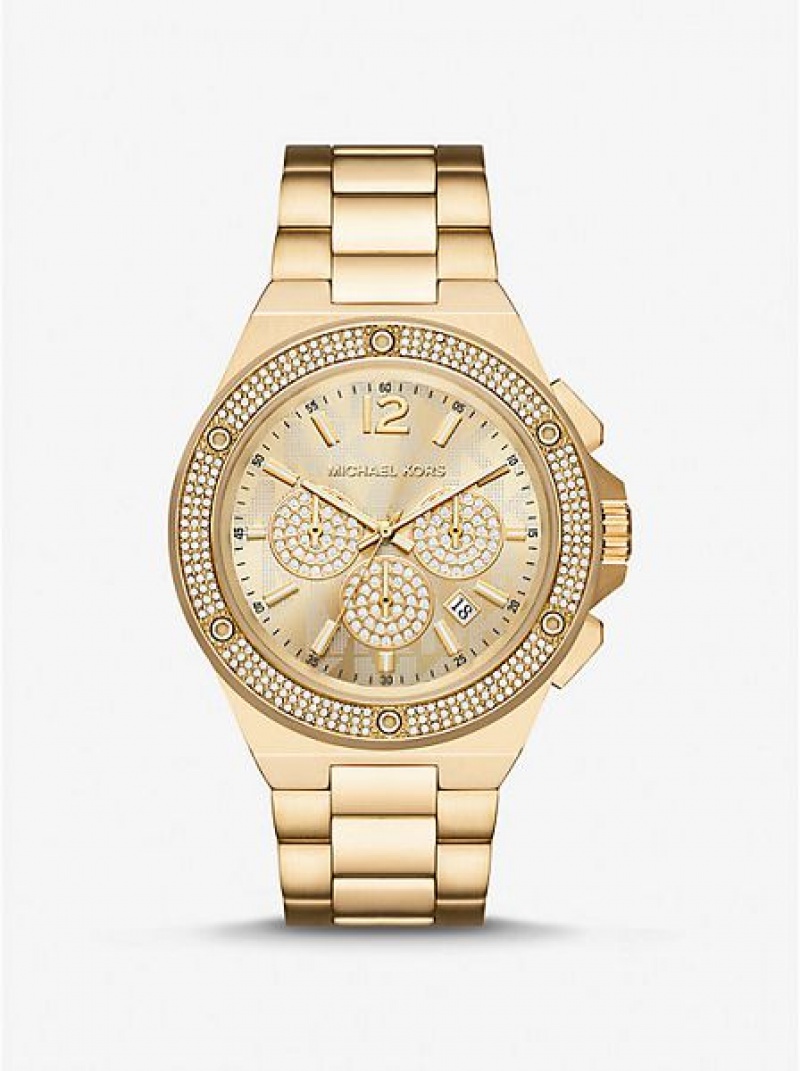 Relojes Michael Kors Oversized Lennox Pave Hombre Doradas | 27468KYBD