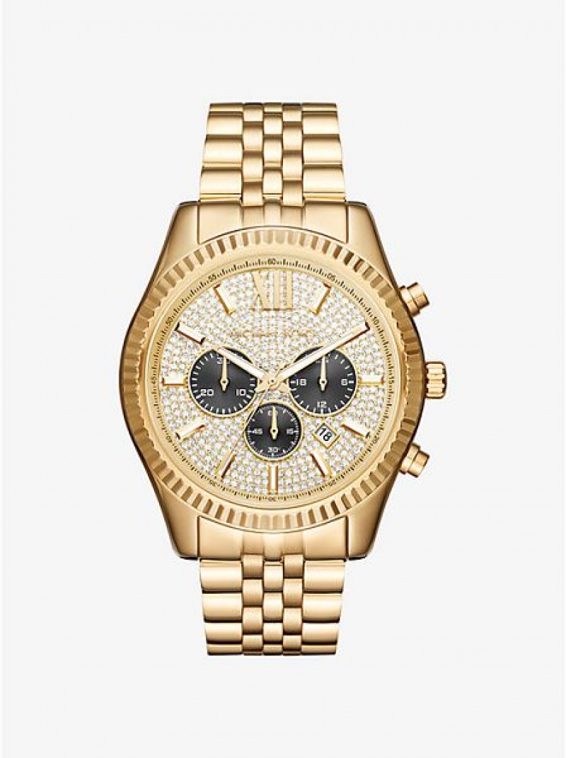 Relojes Michael Kors Oversized Lexington Hombre Doradas | 42358GEAR