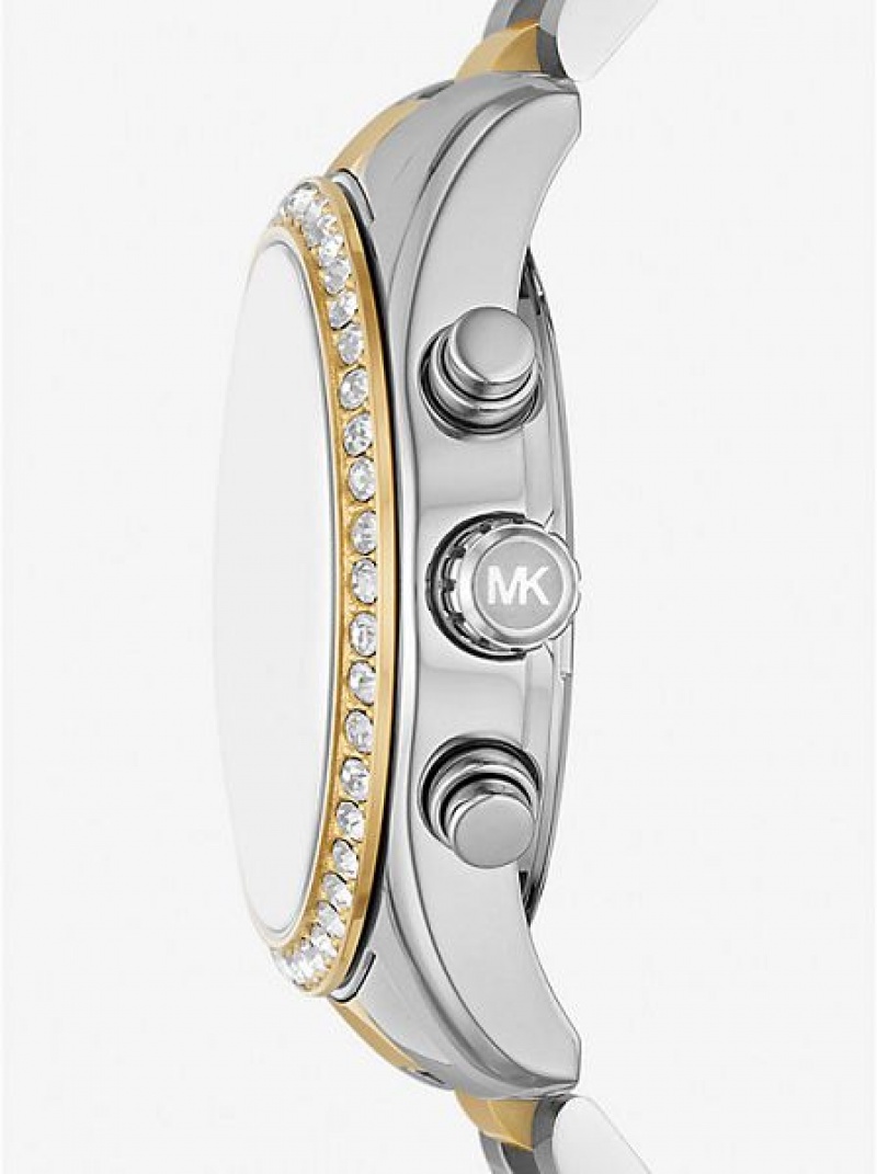 Relojes Michael Kors Oversized Lexington Pave Mujer Plateadas Doradas | 89021BGSC