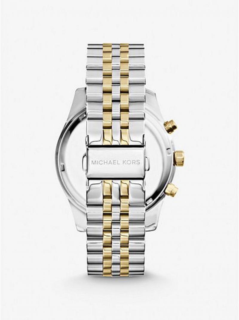 Relojes Michael Kors Oversized Lexington Hombre Plateadas Doradas | 14073UGZS