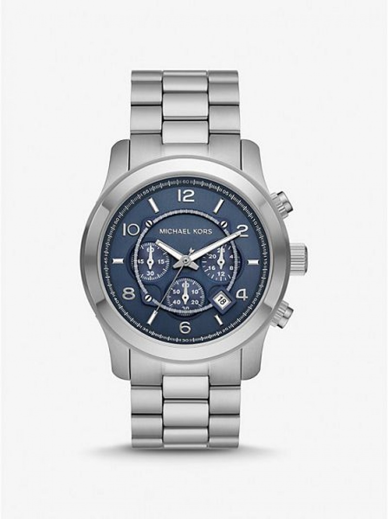 Relojes Michael Kors Oversized Runway Mujer Plateadas | 13965TDLQ