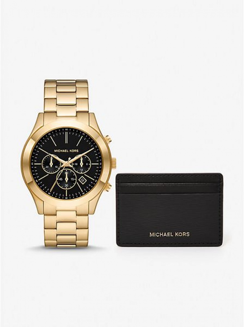 Relojes Michael Kors Oversized Slim Runway Mujer Negras Doradas | 31562LPRF