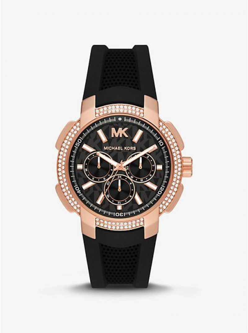 Relojes Michael Kors Oversized Sydney Pave And Silicona Mujer Rosas Doradas | 31425KQTR